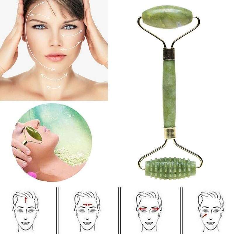 5Pcs Jade Roller & Gua Sha Facial Tool Set, Natural XiuYan Stone Face Roller …