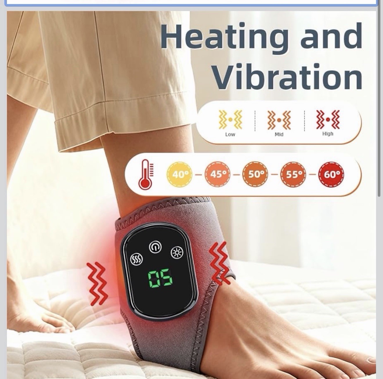 Foot Massager Ankle,Wireless & Portable Heated Ankles Wrap with 3 Vibration Mode