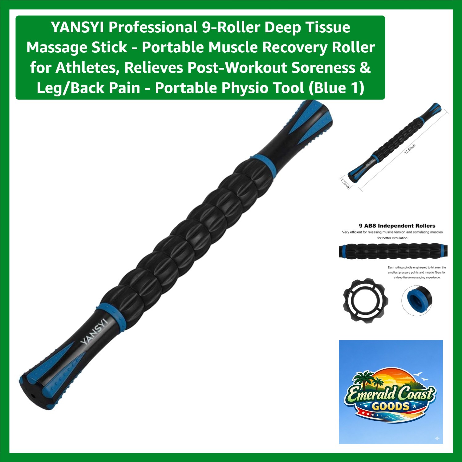 Deep Tissue Massage Roller with 9 Spinning Rollers – For Quick Muscle Recovery