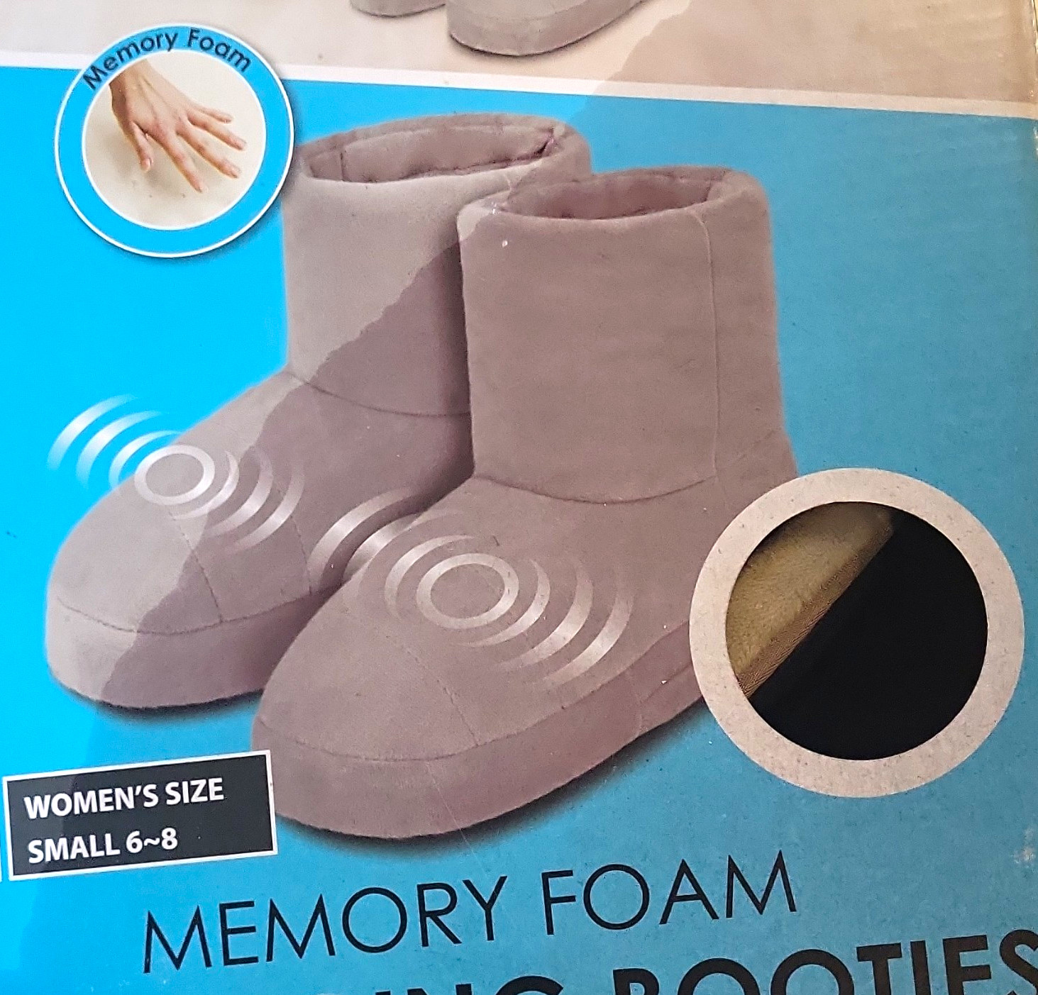 Health Touch Massaging Booties Memory Foam Vibrating Women’s S 6-8 Gray