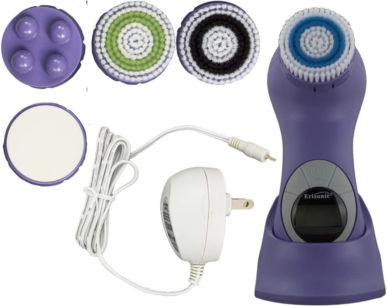 Erisonic Face Body Exfoliator Massager Rechargeable Multi-function Brush purple