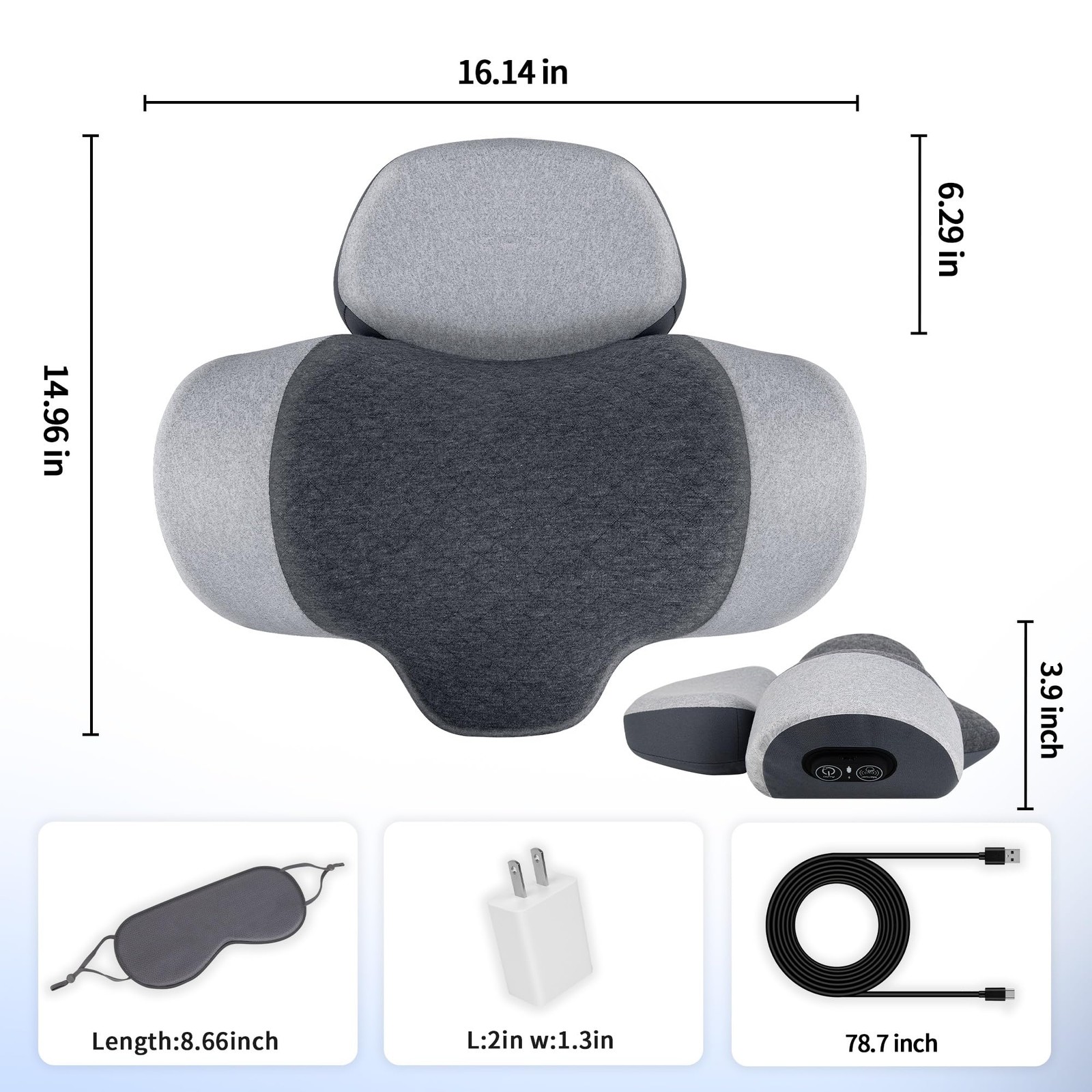3-in-1 Neck Massager Pillow with Heat, Vibration & Air Traction, Plug-in Cerv…