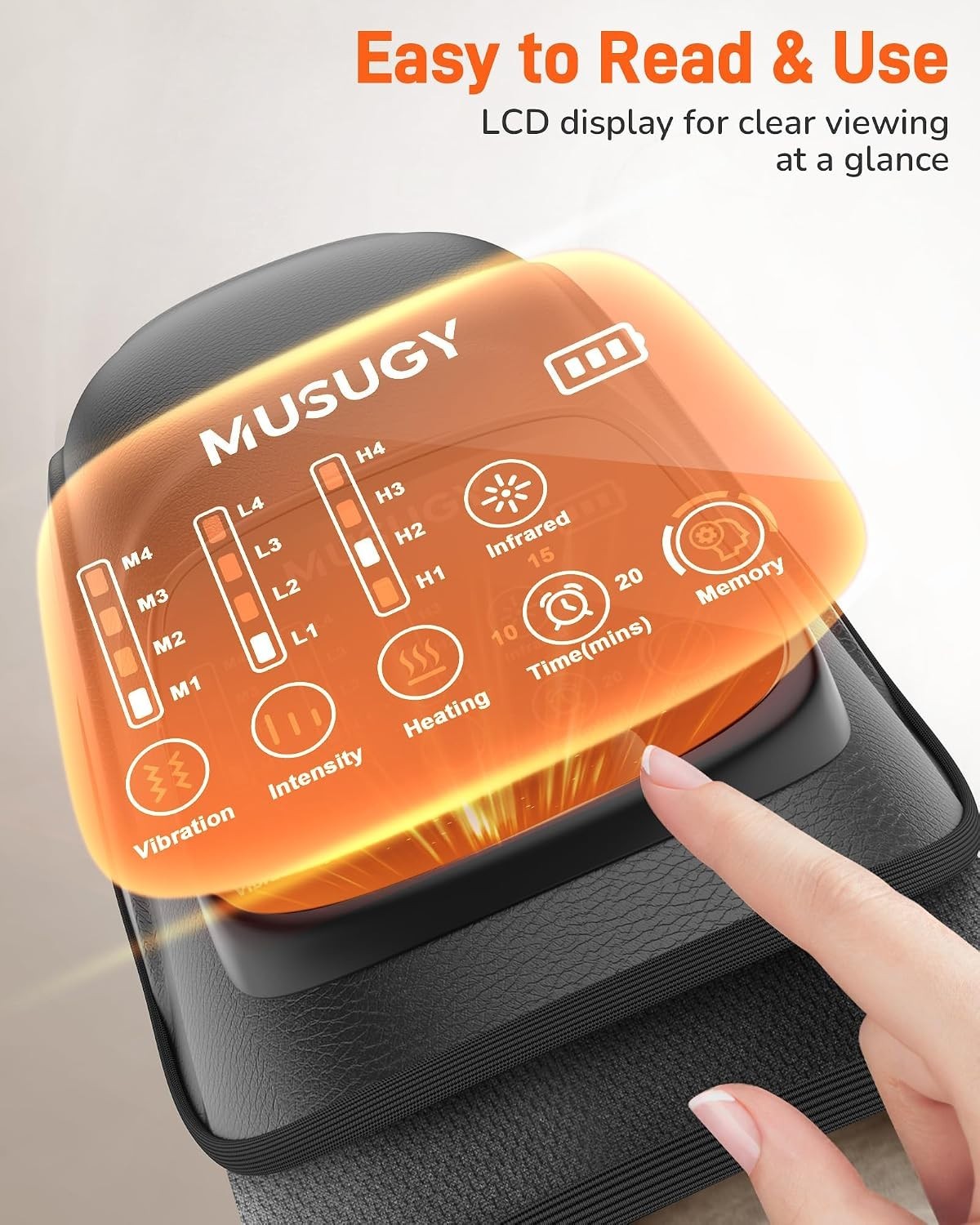 Knee Massager w/ Heat and Red Light Therapy-4 Vibration Massage-4 Heating Levels