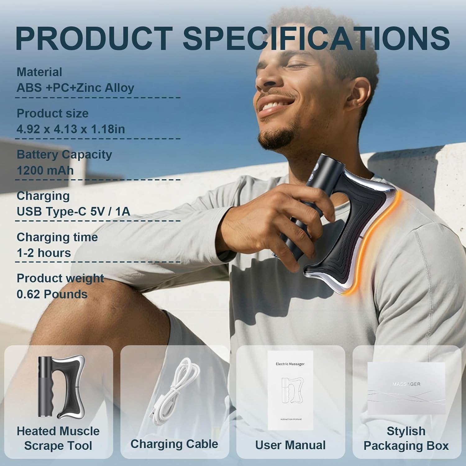 Electric Muscle Scraper Tool with Heat & Vibration, Multifunctional Electric Fas