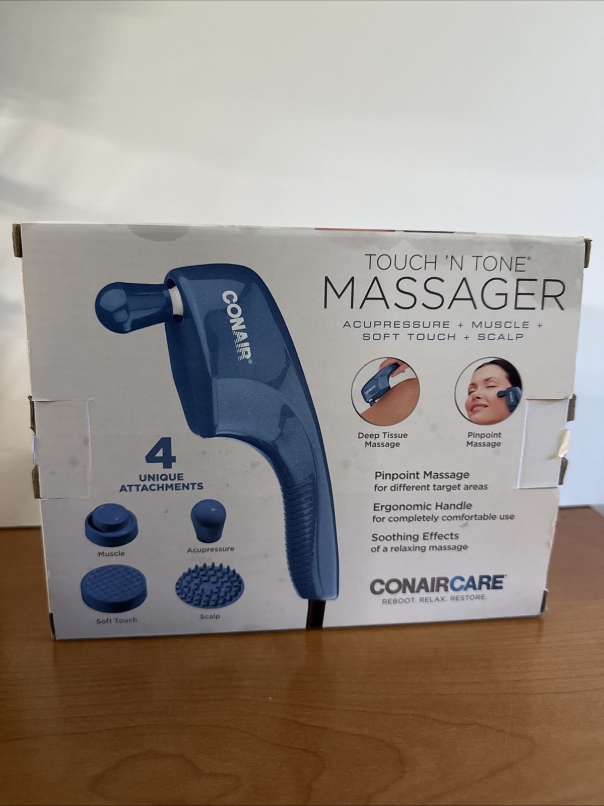 Conair Touch N Tone Handheld Massager 4 Attachments Acupressure New In Box