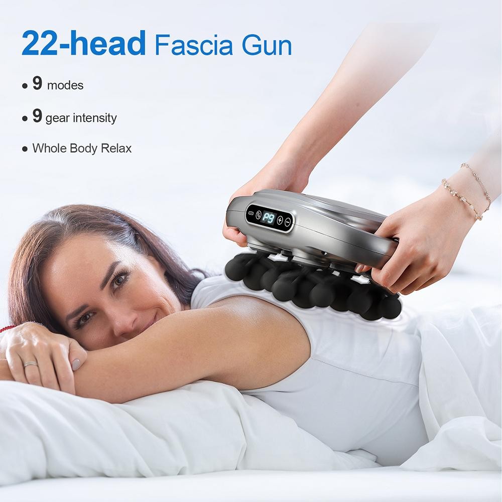 22-head Electric Massage Gun High-frequency Muscle Massager for Body Relaxation
