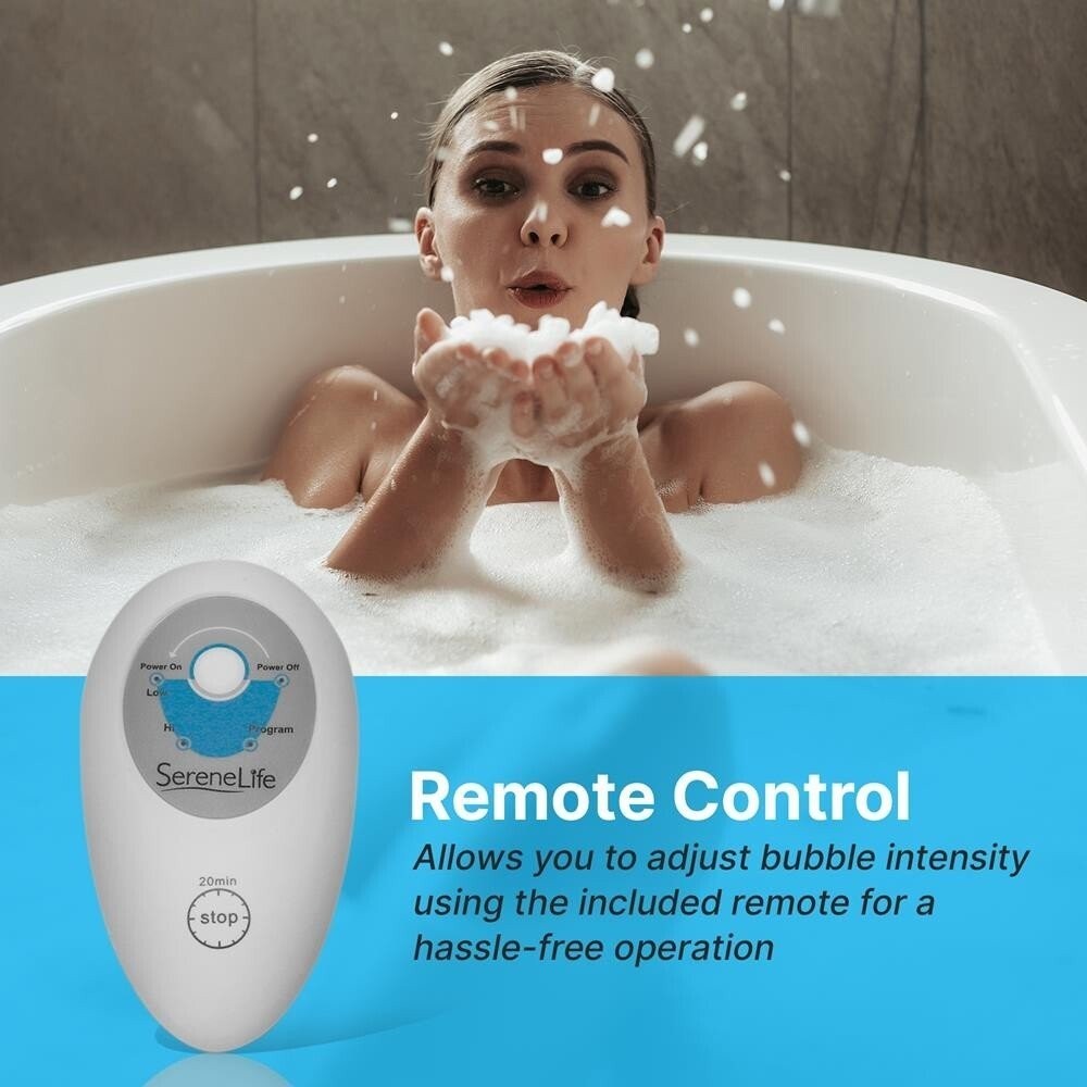 SereneLife Bubble Bath Mat Full Body Spa Massage with Warm Air and Remot Control