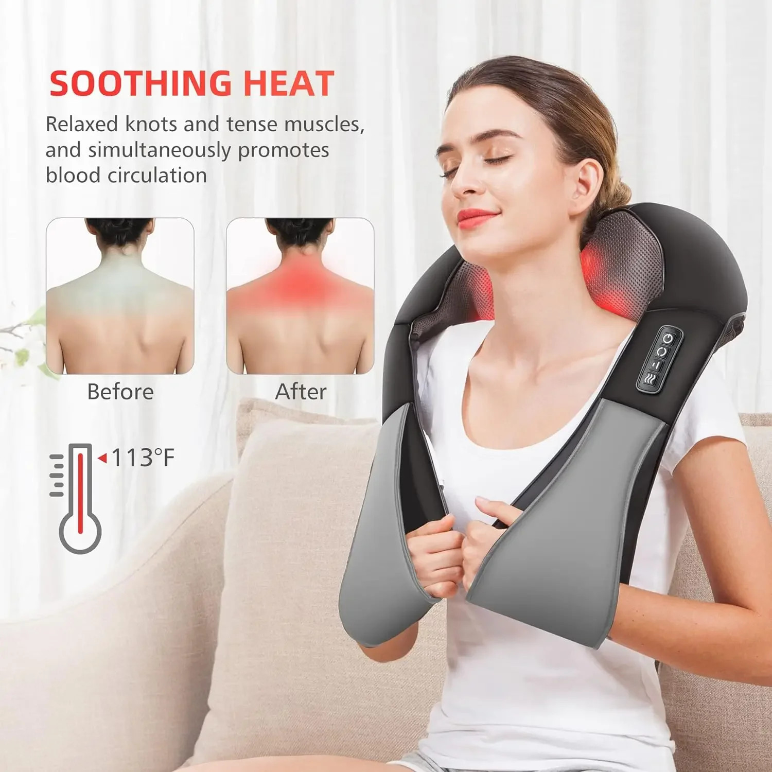 Shiatsu Back Shoulder and Neck Massager, Electric Full Body Massage to Legs Musc