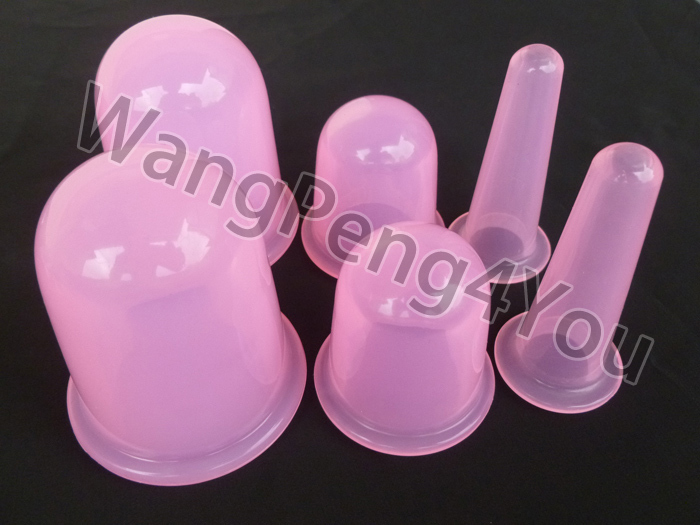 SILICONE MASSAGE VACUUM BODY FACIAL CUPS set of 6pcs ANTI CELLULITE CUPPING