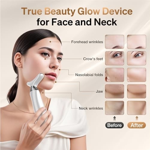 7-in-1 Face & Neck Massager Tool, 4 Modes, At-Home Beauty Device for Skin Care