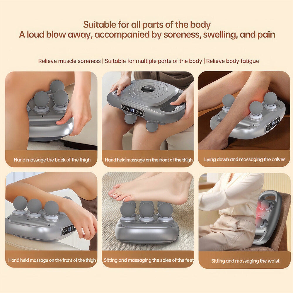 Professional 6 Head Fascia Gun Massager For Shoulder Back Waist Body Deep Tissue