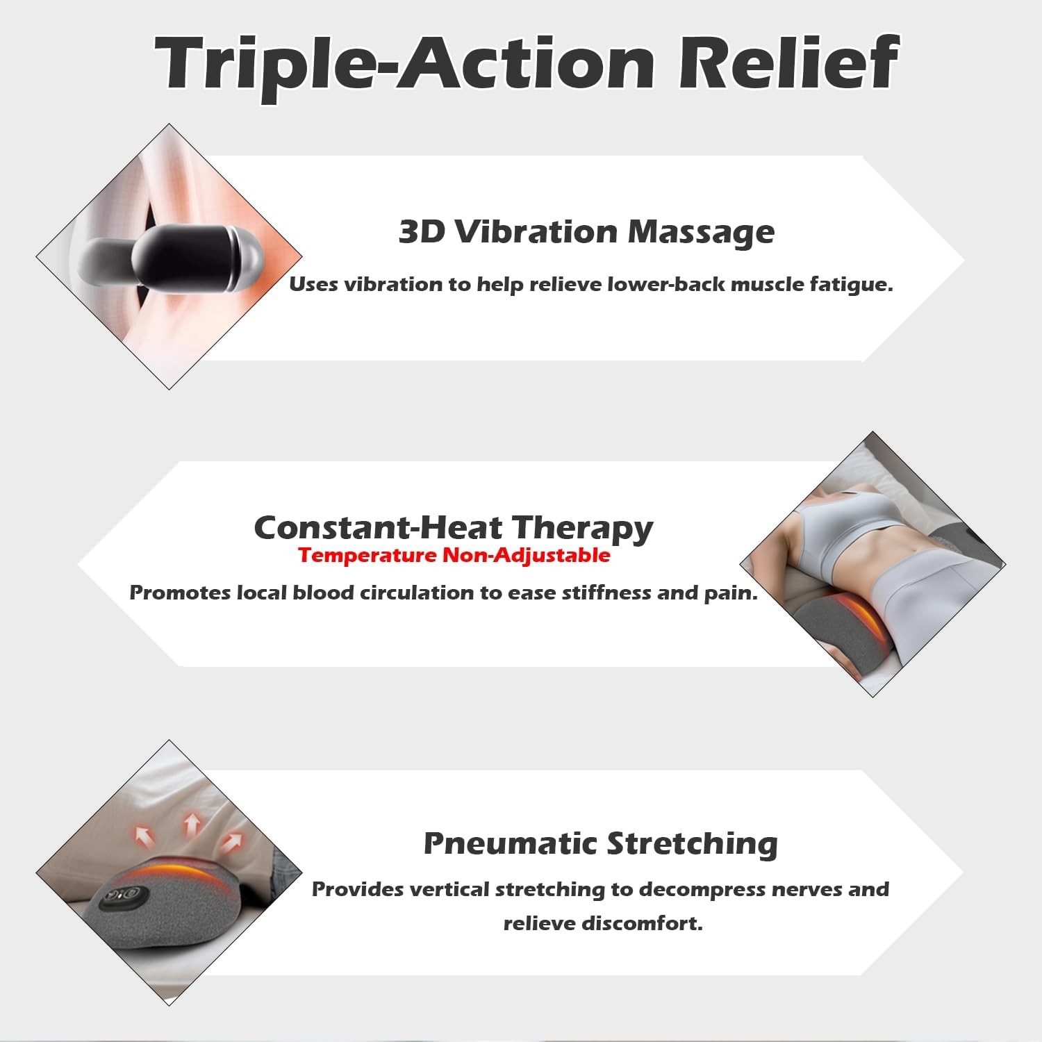 Smooth Spine Triple Fusion Back Massager 3-in-1 Electric Lumbar Support Pillow