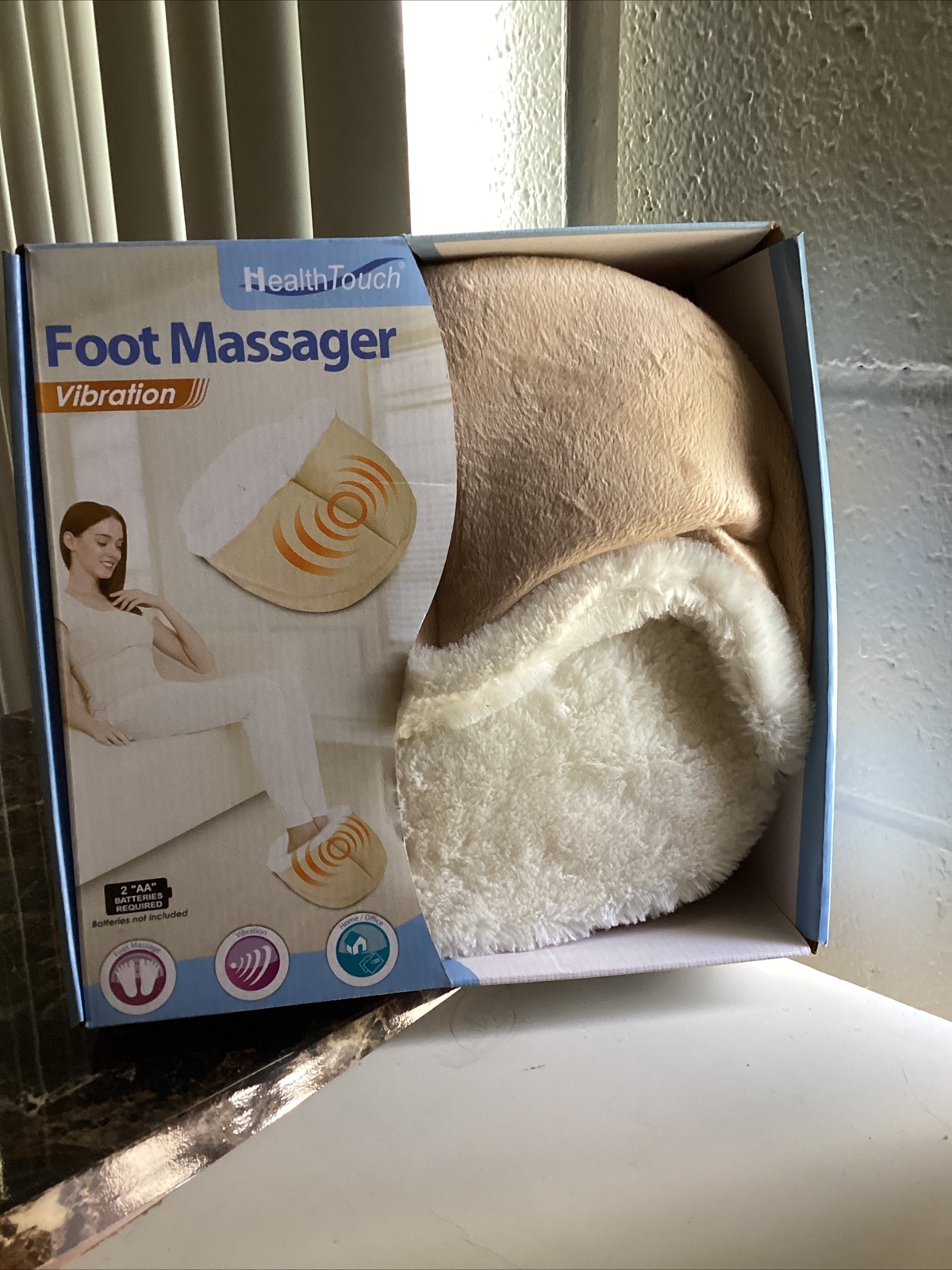 Health Touch Brand Foot Massager Vibration Tan & Cream Color