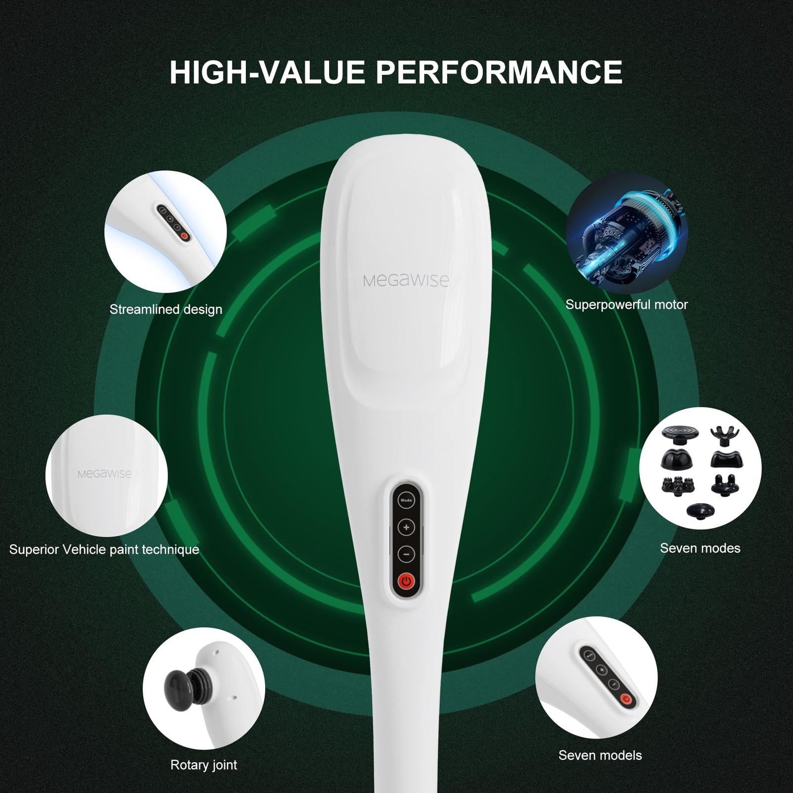 MEGAWISE Handheld Back Massager | Deep Tissue Percussion Relief for Back, Nec…