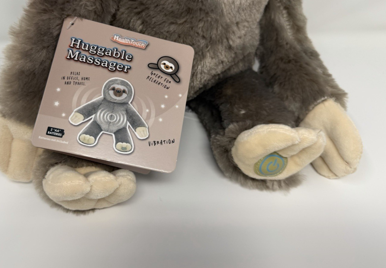 Health Touch Plush Huggable Massager – Sloth – Great For Relaxation Super Soft