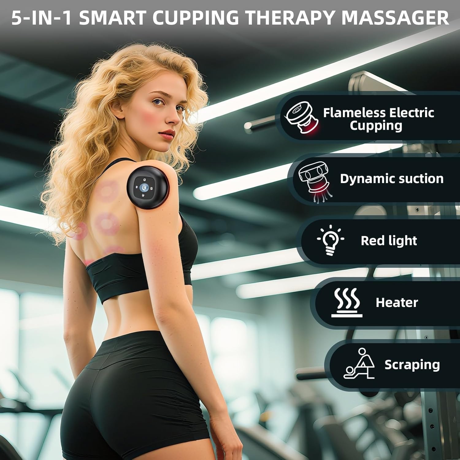 5 in 1 Smart Dynamic Cupping Therapy Massager Set, 12 Levels Heat & Suction, New