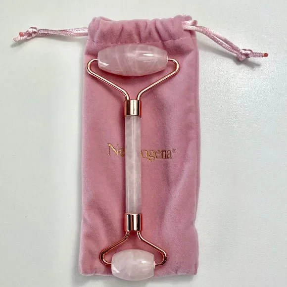 Neutrogena Jade Roller Pink Rose Quartz for Face with Soft Drawstring Travel Bag