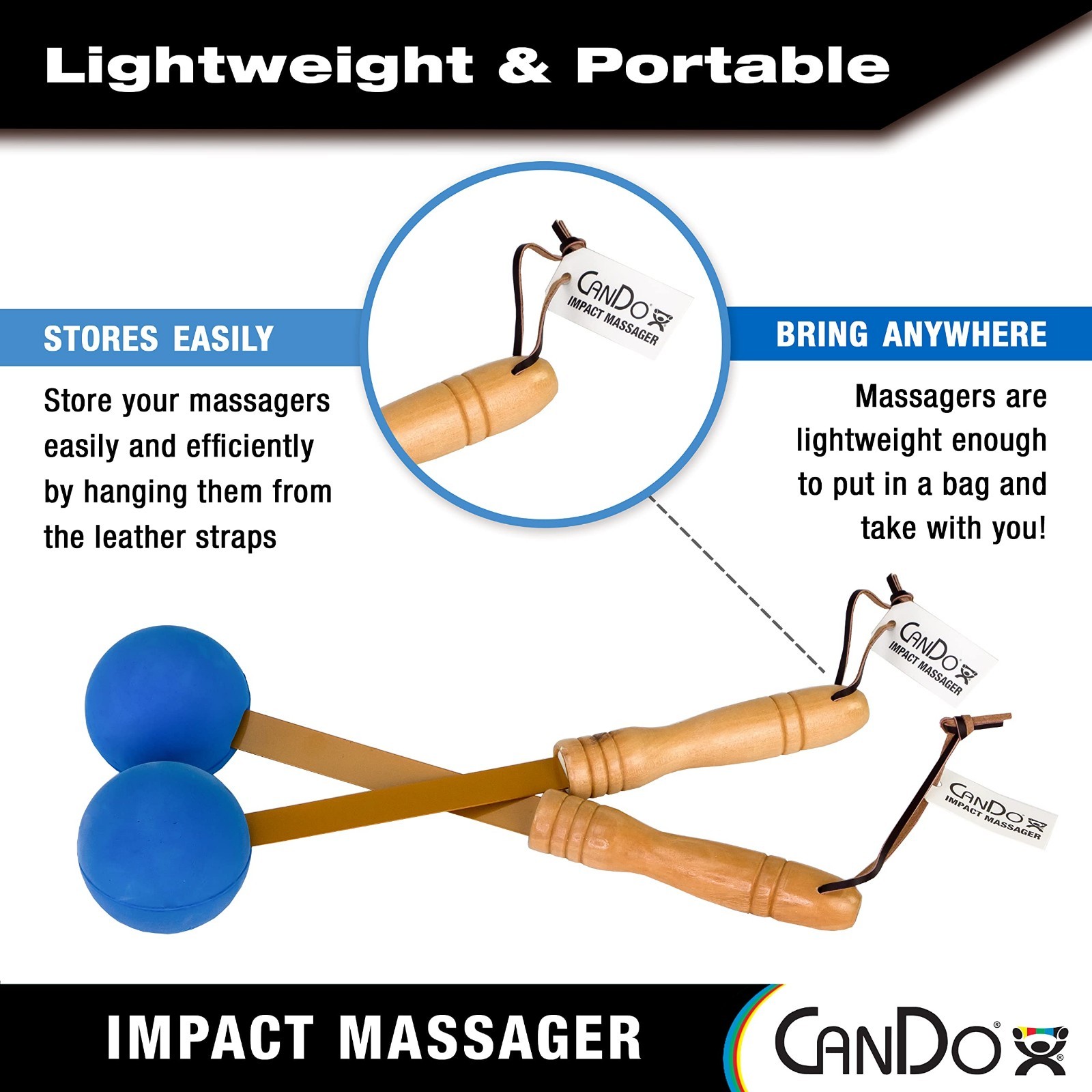 2 Pack Manual Ball Massage Tools – Flexible Stick Massagers for Sore Muscles, Ba