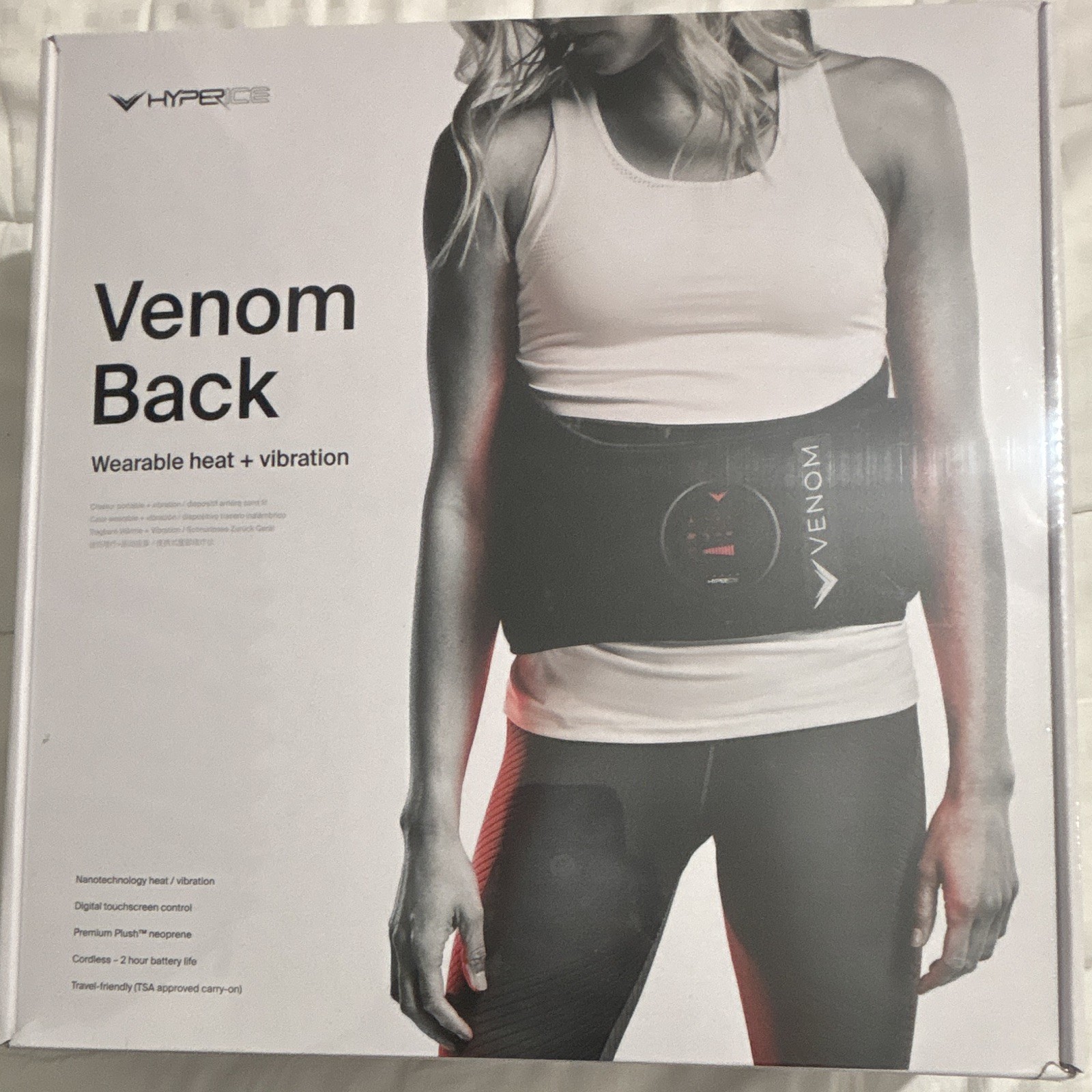 Hyperice Venom Back Heat + Vibration Massage Belt, Cordless Rechargeable, Black
