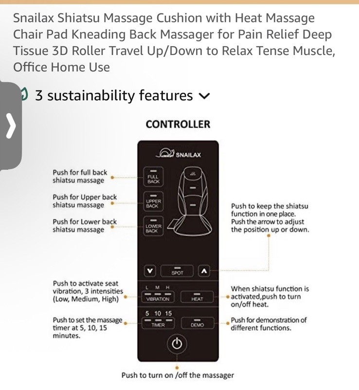 Shiatsu Massage Cushion with Heat Massage Chair Pad (SL-256)