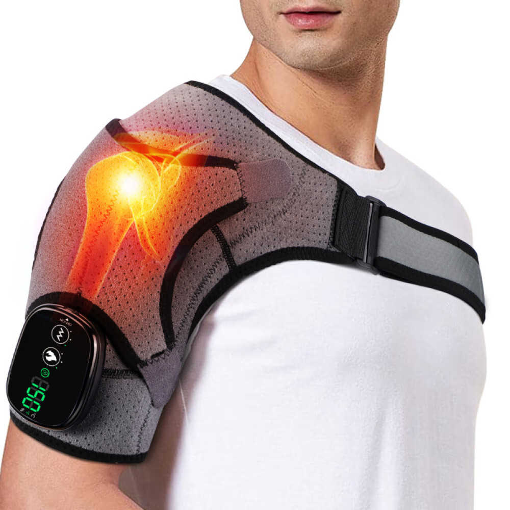 Electric Cordless Heated Shoulder Brace, Shoulder Heating Pad Wrap with Massage