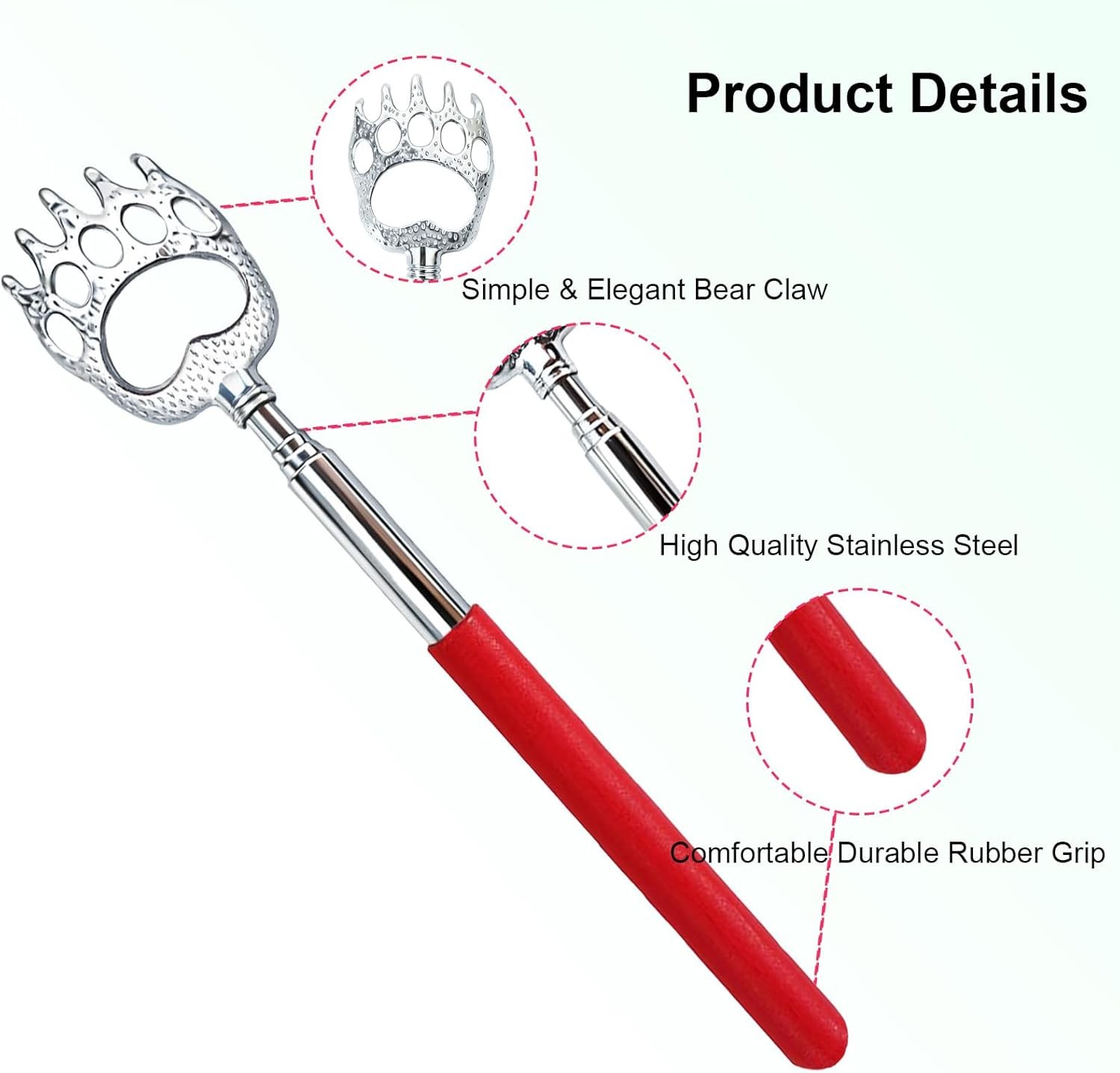2PCS Back Scratchers, Bear Claw Shaped Extendable Metal Retractable Telescopic