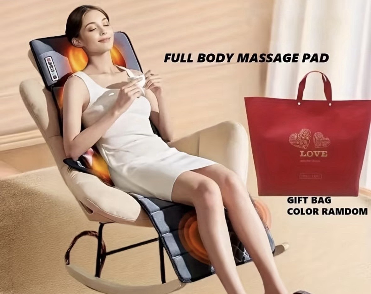 Full Body Massage Mattress w/ Heat & 10 Point Vibration Cushion Neck Support