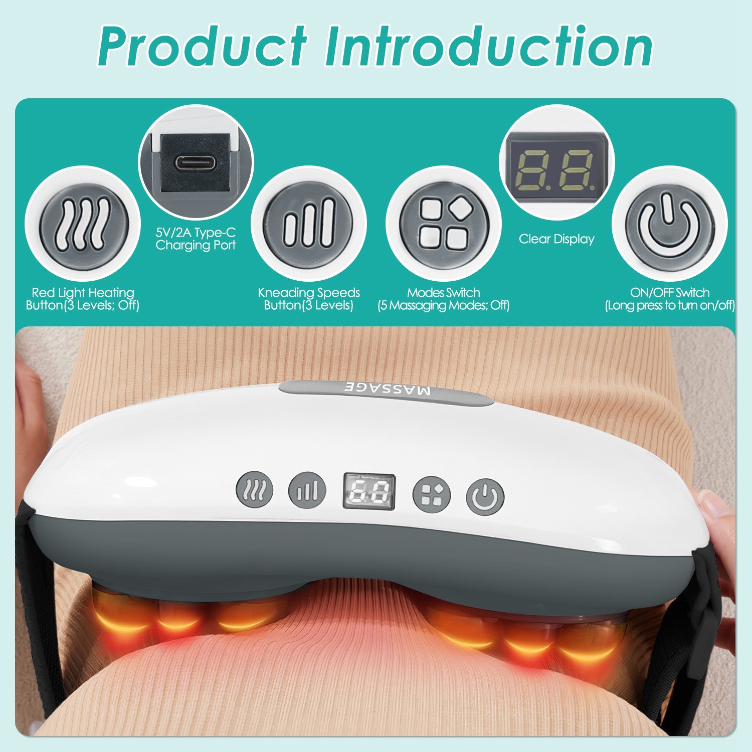 Electric Abdominal Massager Belly Cellulite Massager Belt for Stomach Pain White