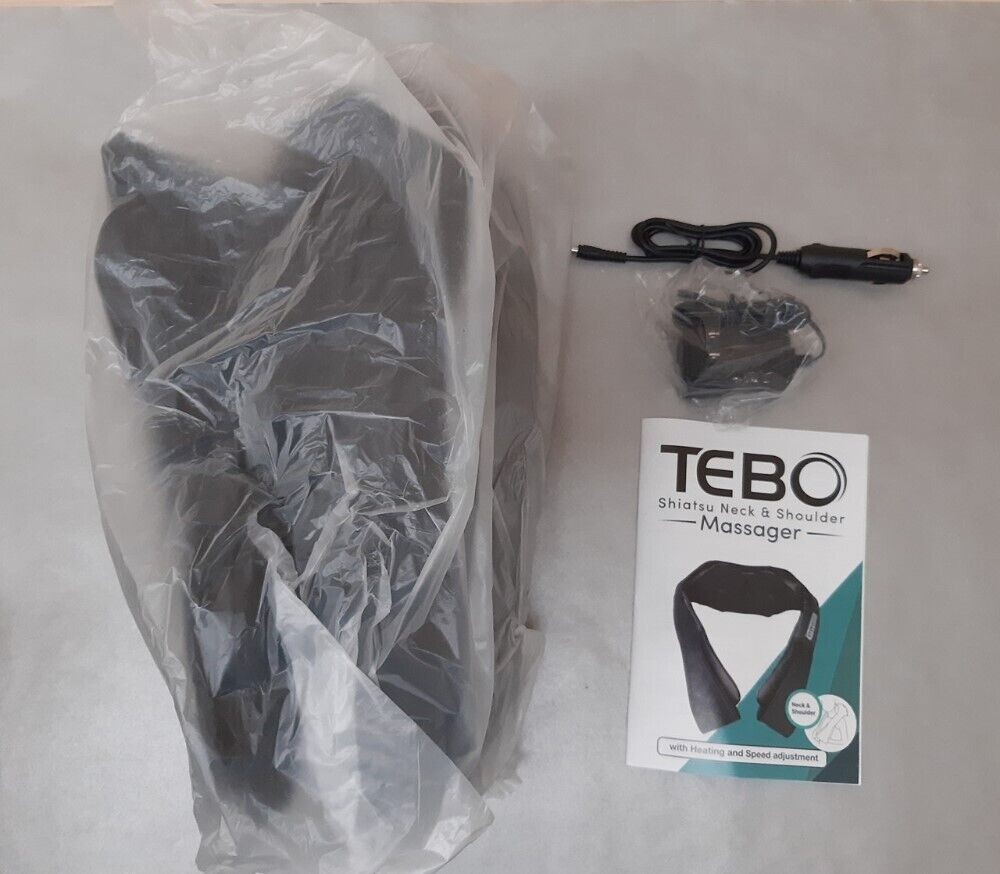 TEBO Shiatsu Neck & Shoulder Massager 4 Kneading Heads 9 Body Areas With Heat