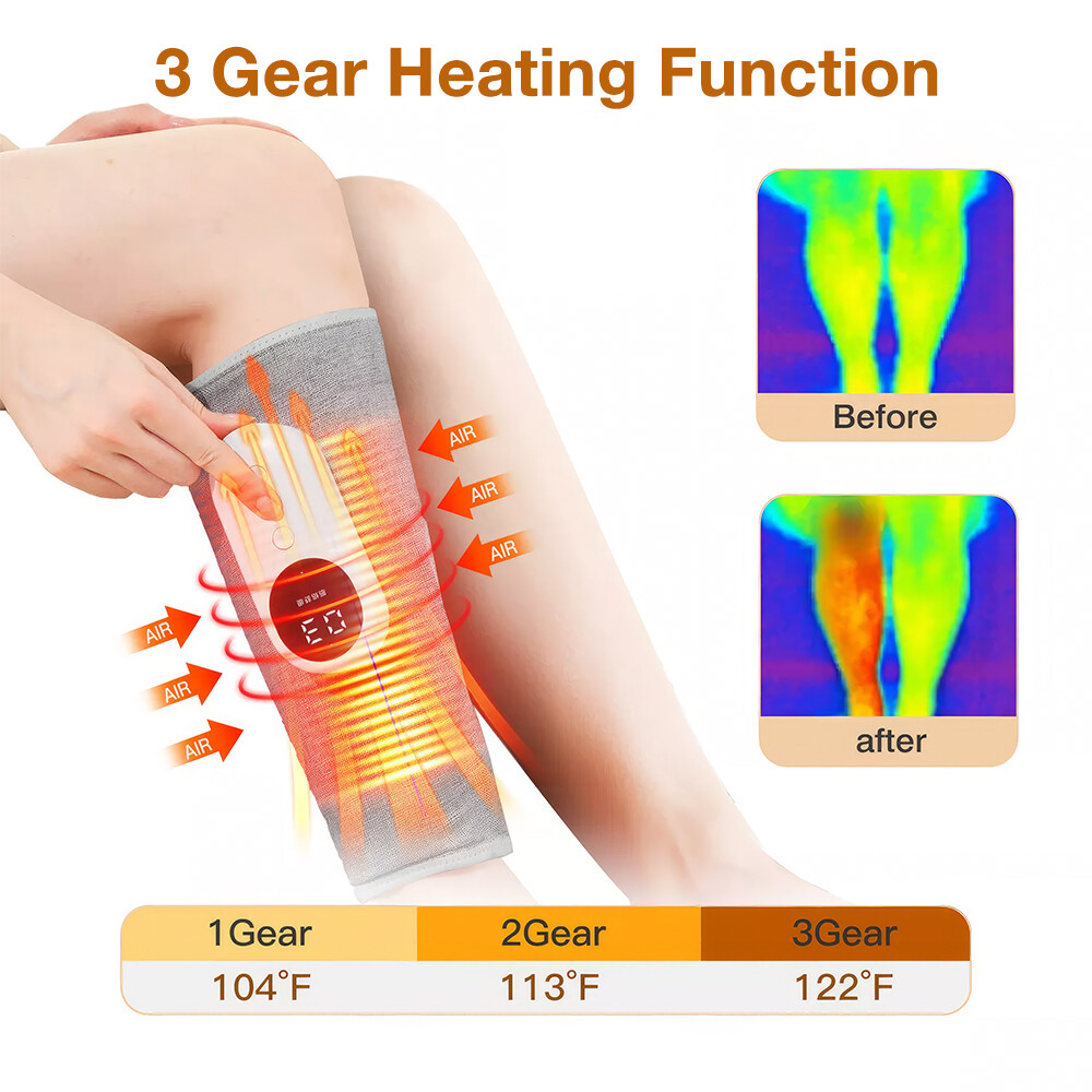 Leg Compression Massager, Leg Massager with Heat for Circulation and Pain Relief