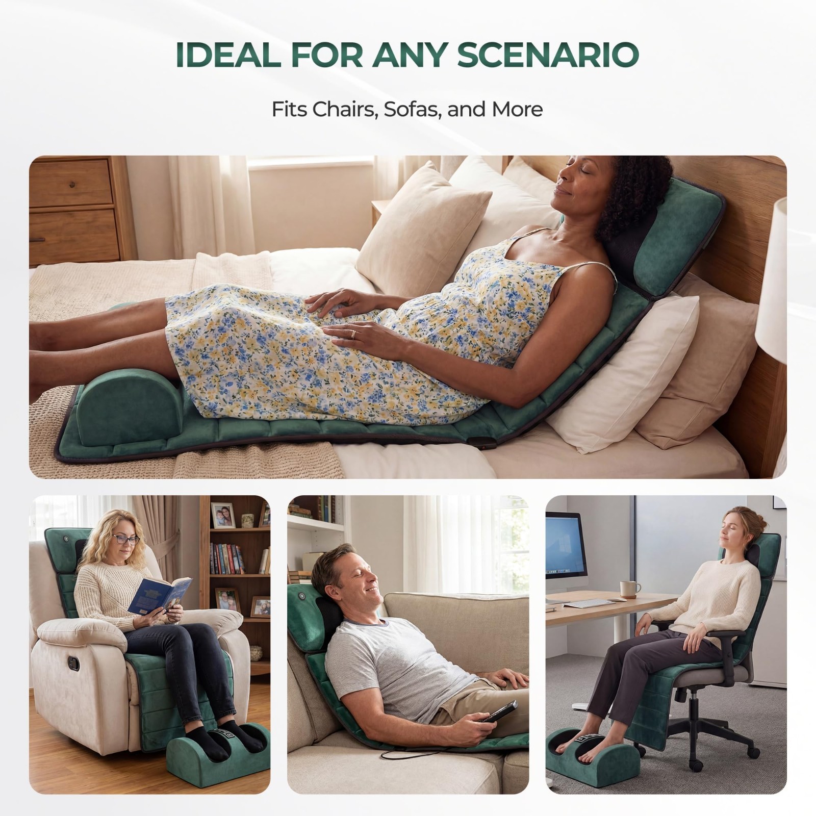 Full Body Massage Mat with Heat & Detachable Pad, 10 Vibrating Motors for Pain R