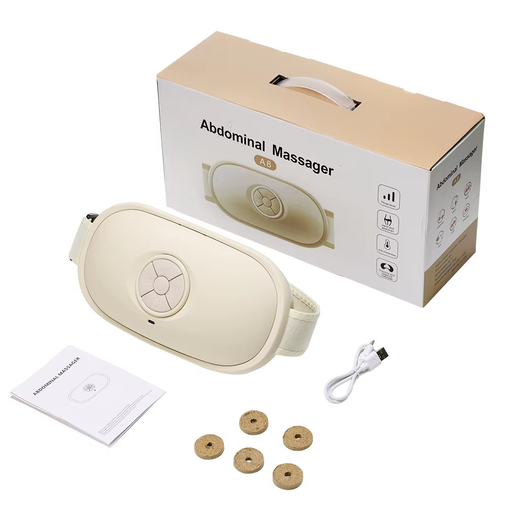 Electric Abdominal Massager Bian Stone Kneading 2-Level Heated Fat Burner 3-Inte