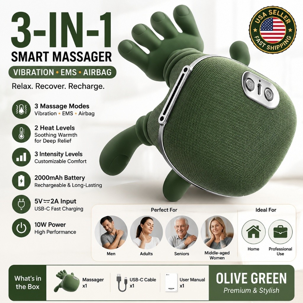 Cordless 4D Neck & Shoulder Massager with Heat, Wireless Portable Bionic Massage