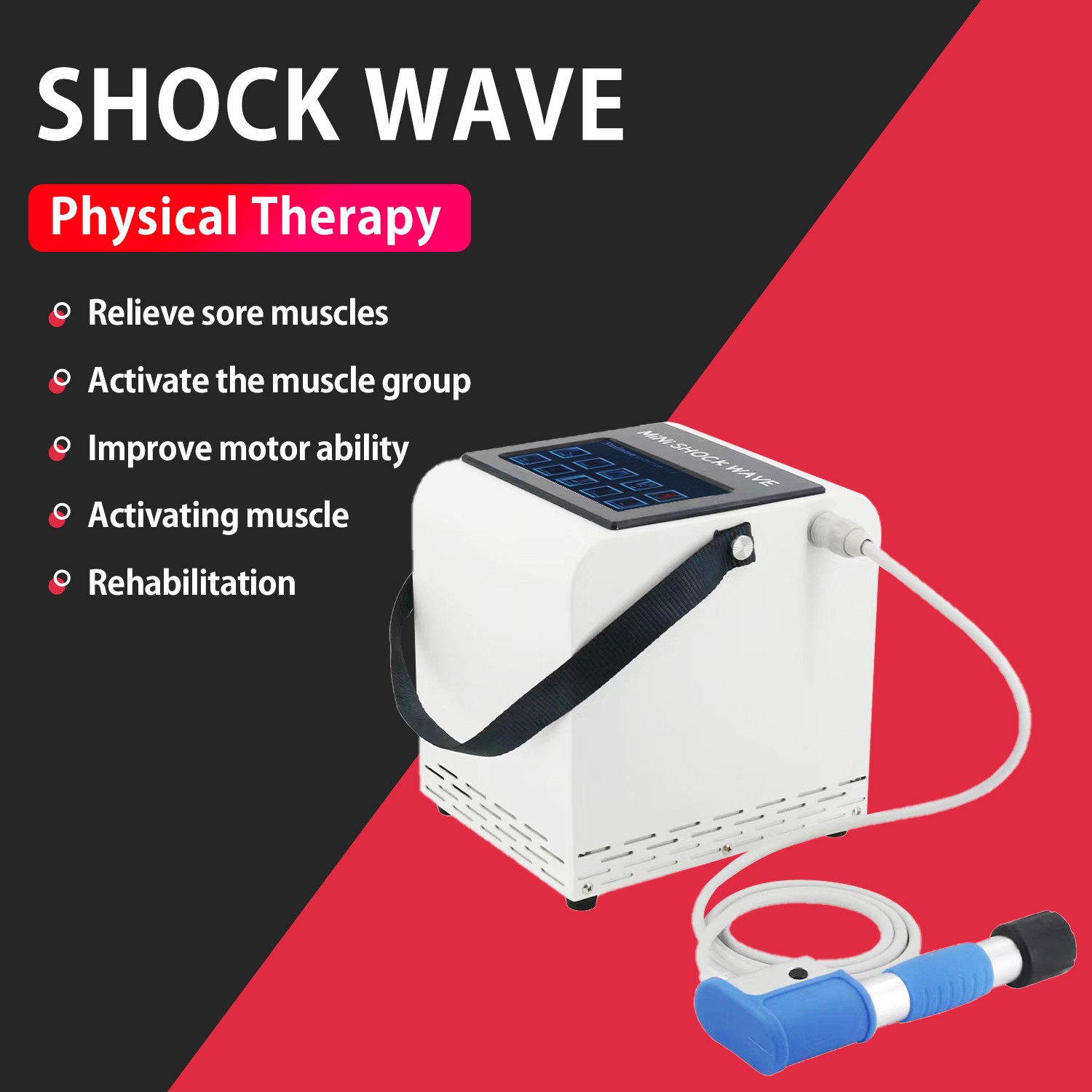Touch screen Pneumatic Shockwave Therapy Machine For Pain Relief ED Treatment