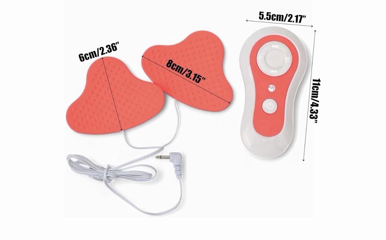 Red/White Mini Vibrating Body Massager 2 Pads Wired Controller Lightweight