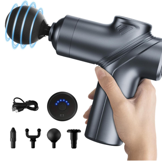 Massage Gun Deep Tissue, Silent Brushless Motor and Portable Massage Gun with 4