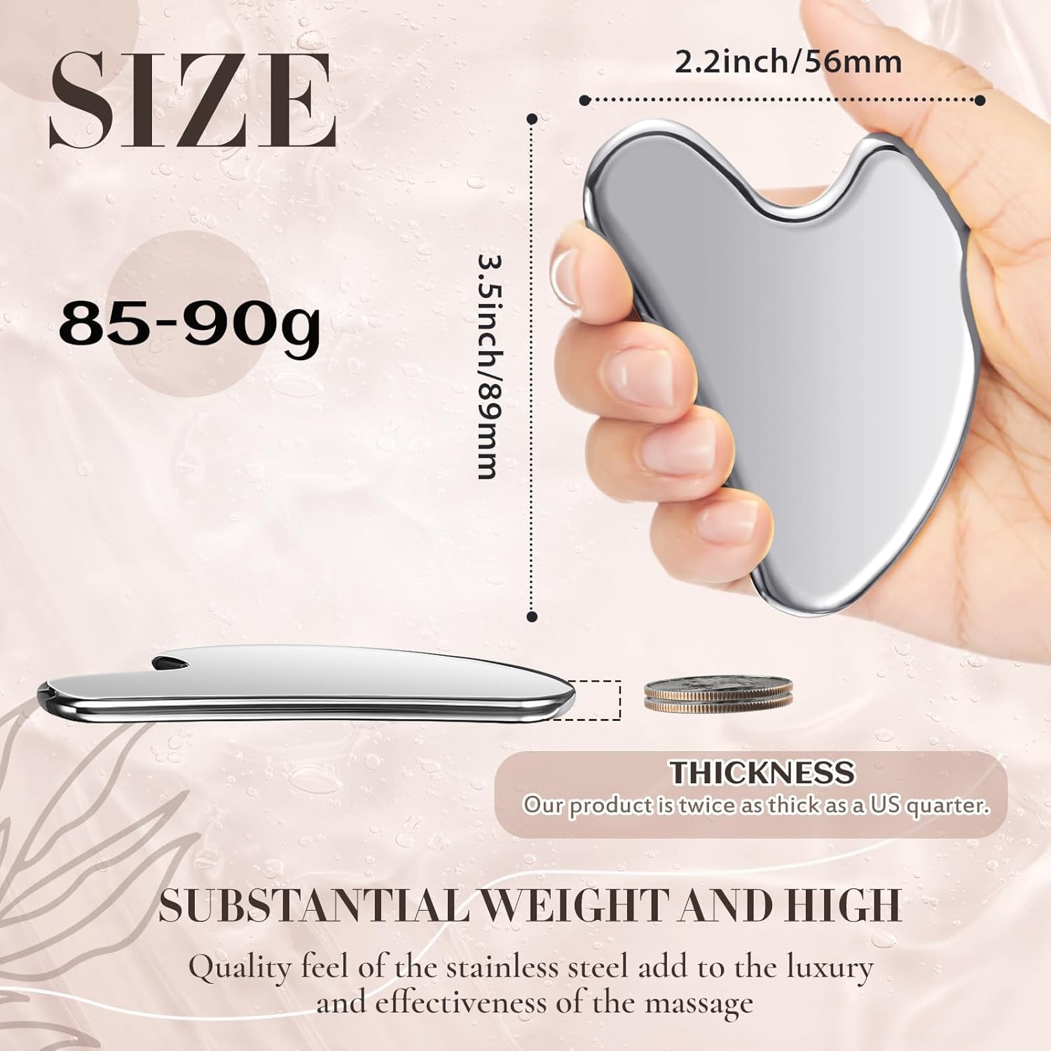 Durable Stainless Steel Gua Sha Tool with Velvet Pouch – Ideal Self-Care Gift