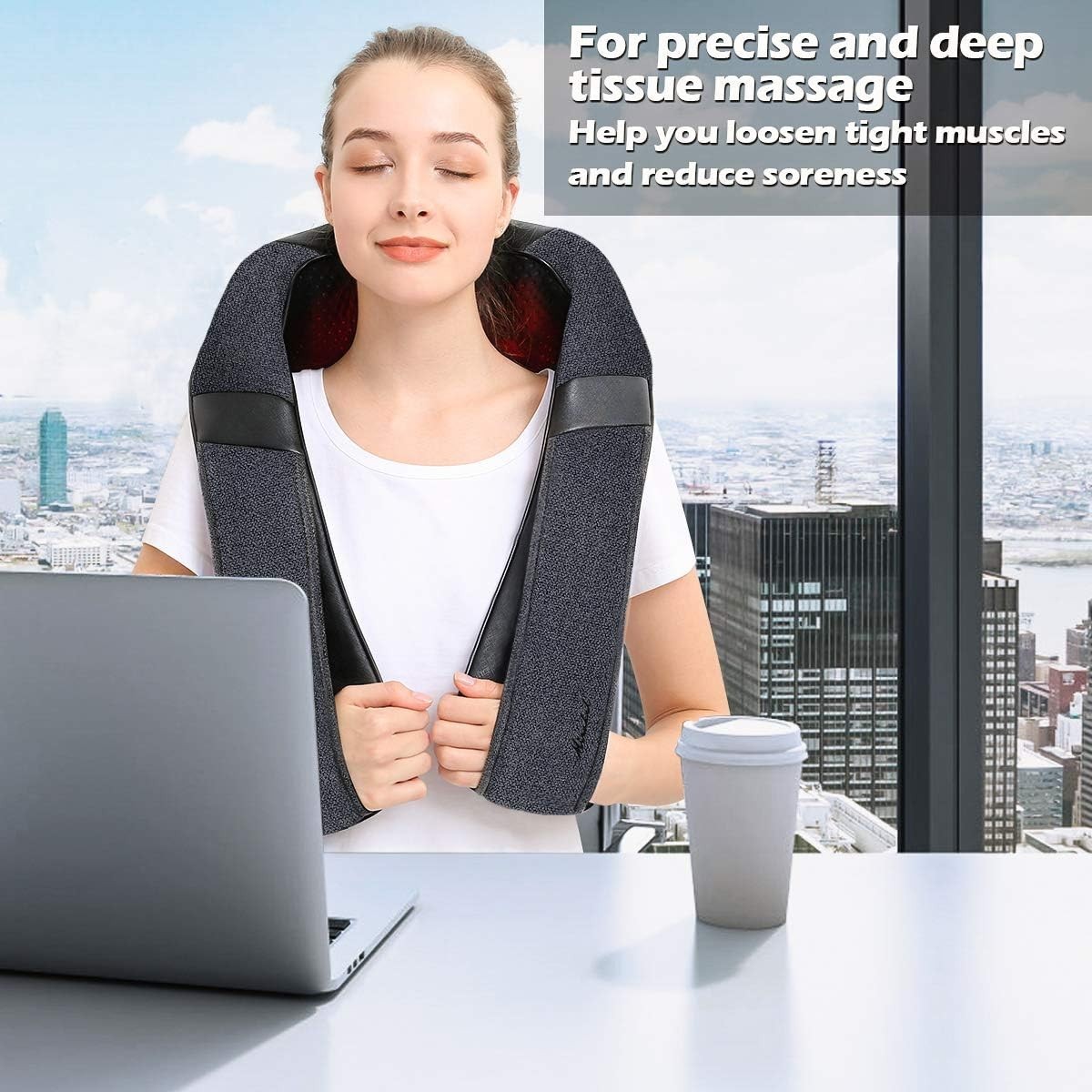 Shiatsu Neck and Shoulder Massager: Pain Relief with Heating Function, Wearable