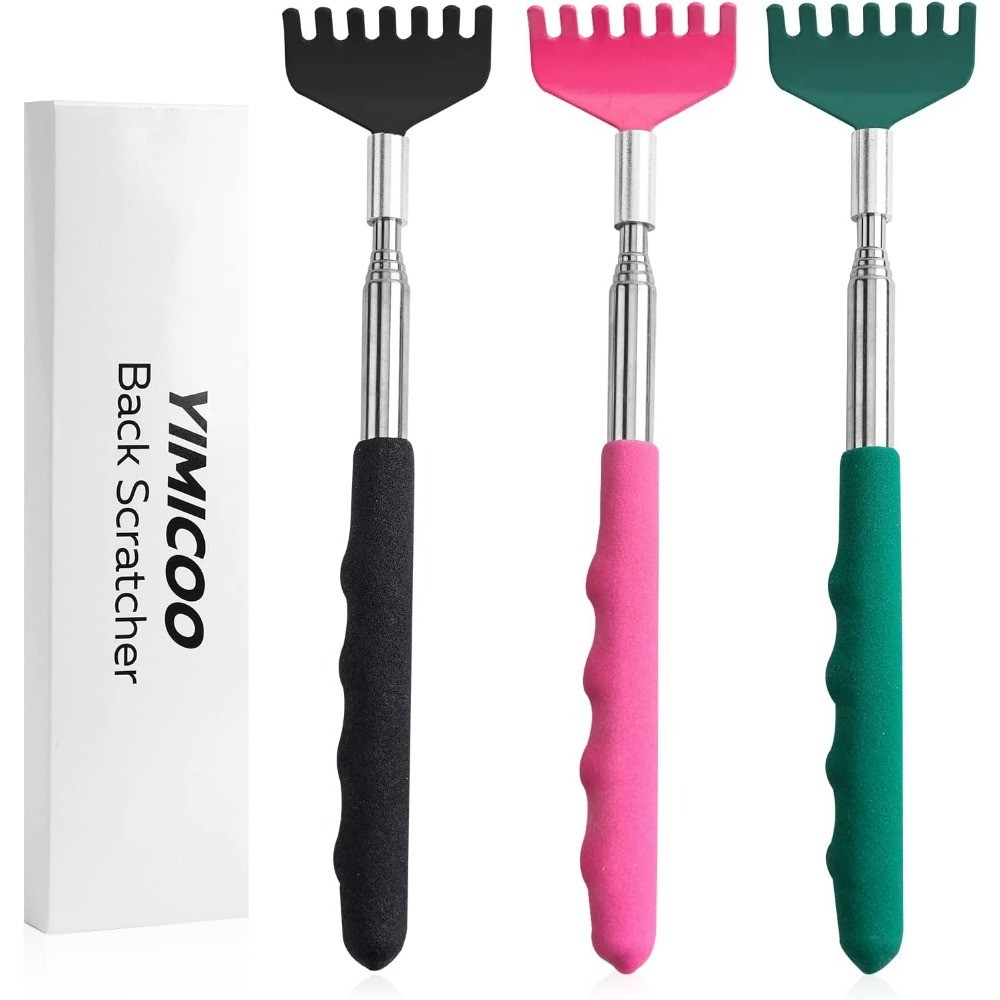 Extendable Back Scratcher 3 Pack Telescopic Stainless Steel with Rubber Handle