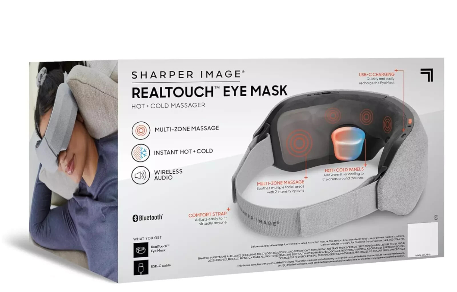 Sharper Image RealTouch Hot or Cold Massager Eye Mask | Grey