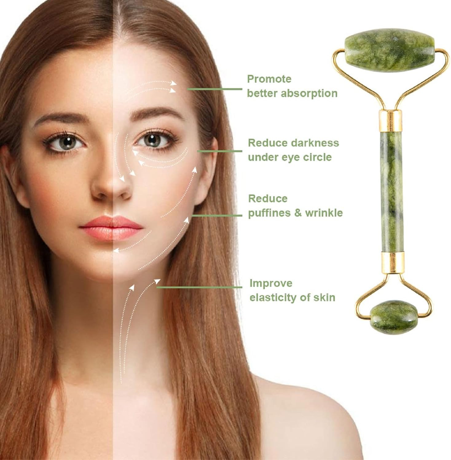 Jade Roller & Gua Sha Set 5‑in‑1 Facial Massager Tools – Sculpting & Skin Care