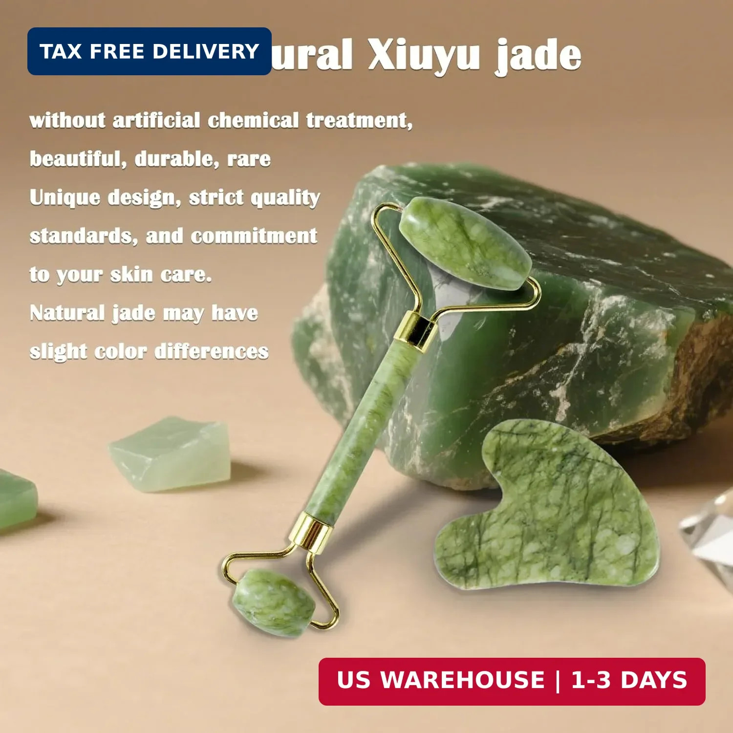 Jade Roller Gua Sha Tools – Nature Gua Sha Facial Tool Skin Tightening Face Mass