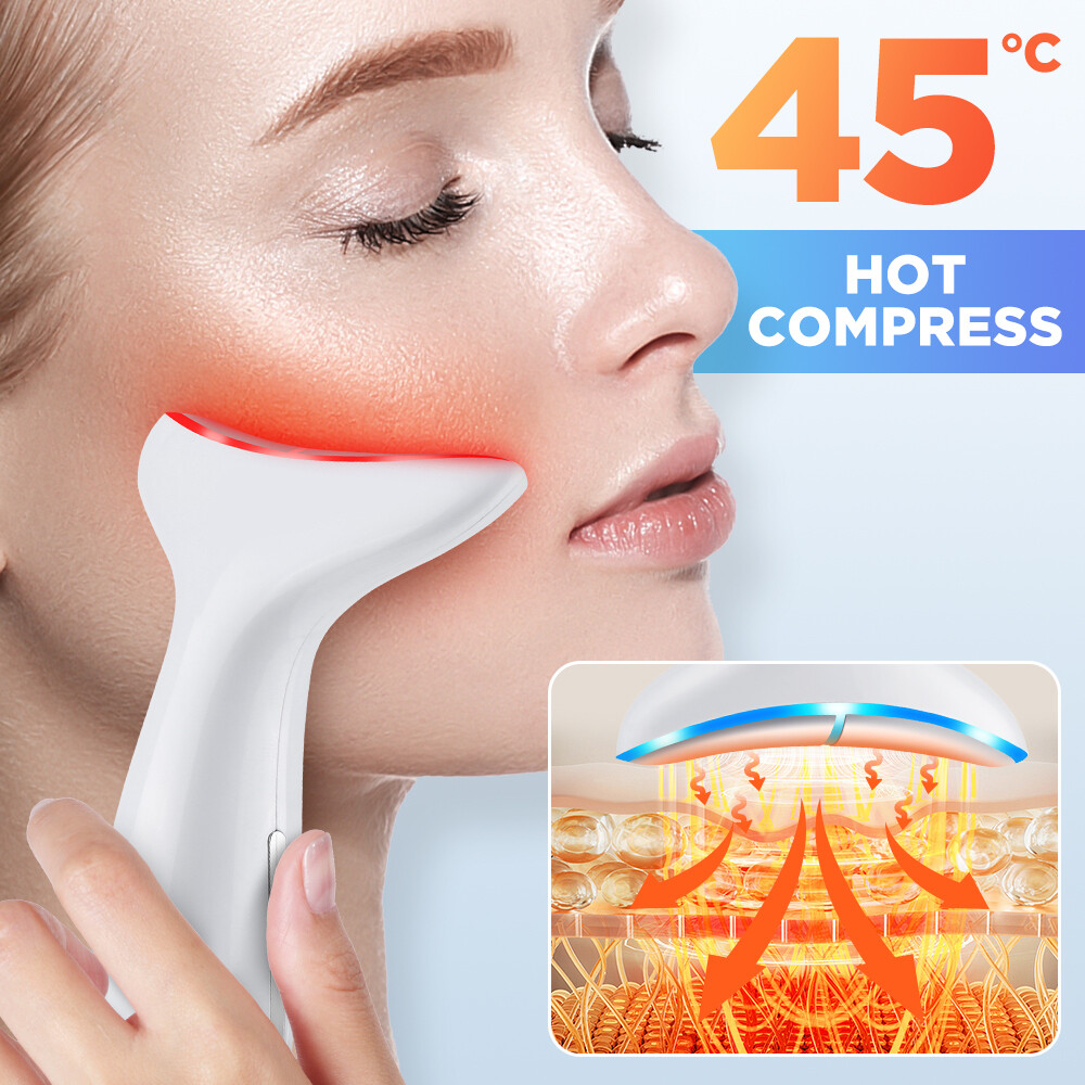Microcurrent Facial & Neck Massager 3 Modes,Light Therapy, 45°C Constant Heat