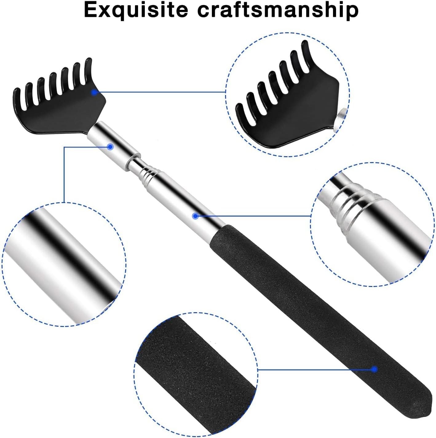 2 Pack Portable Extendable Back Scratcher, Stainless Steel Telescoping Back S…