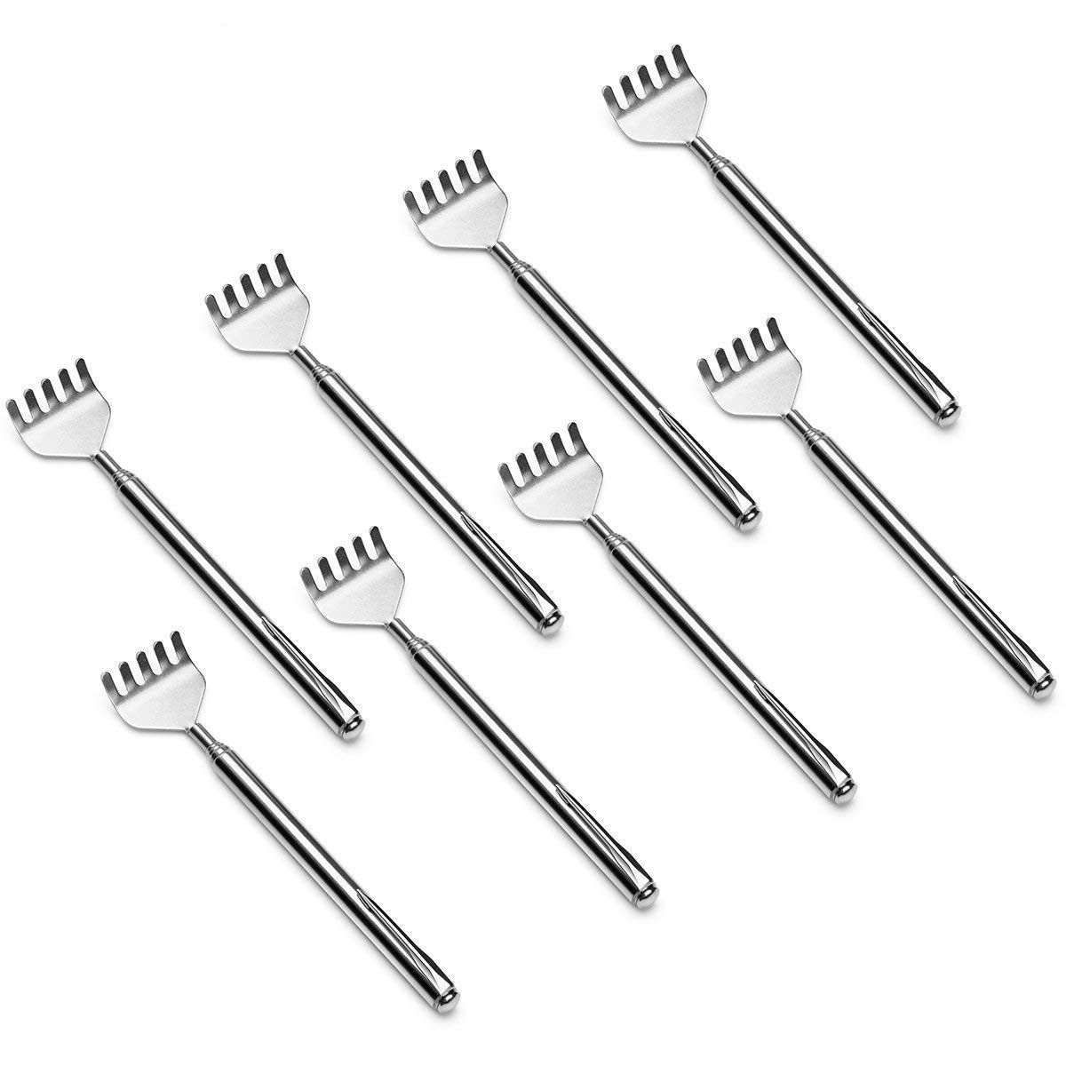 Petutu Claw Back Scratcher Extendable, Metal 8 Count (Pack of 1), Silver