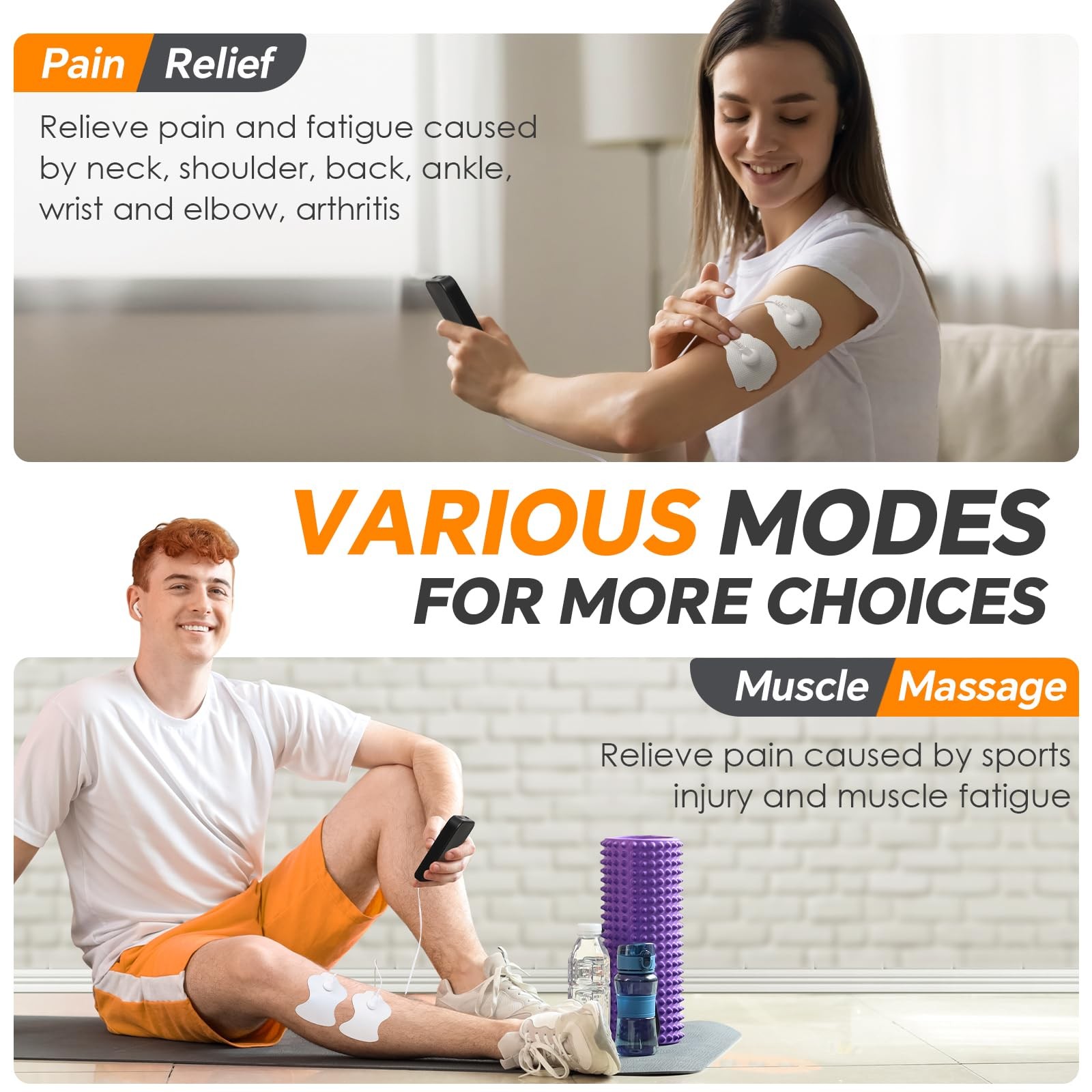TENS Unit Muscle Stimulator 36 Modes, Rechargeable Dual Channel TENS Machine …
