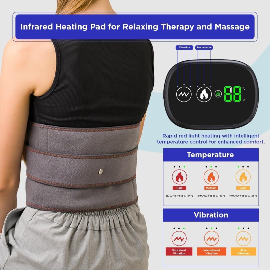 Cordless Heating Pad for Back Hatch Belt Massager with 3 Vibration and 3 Heat…