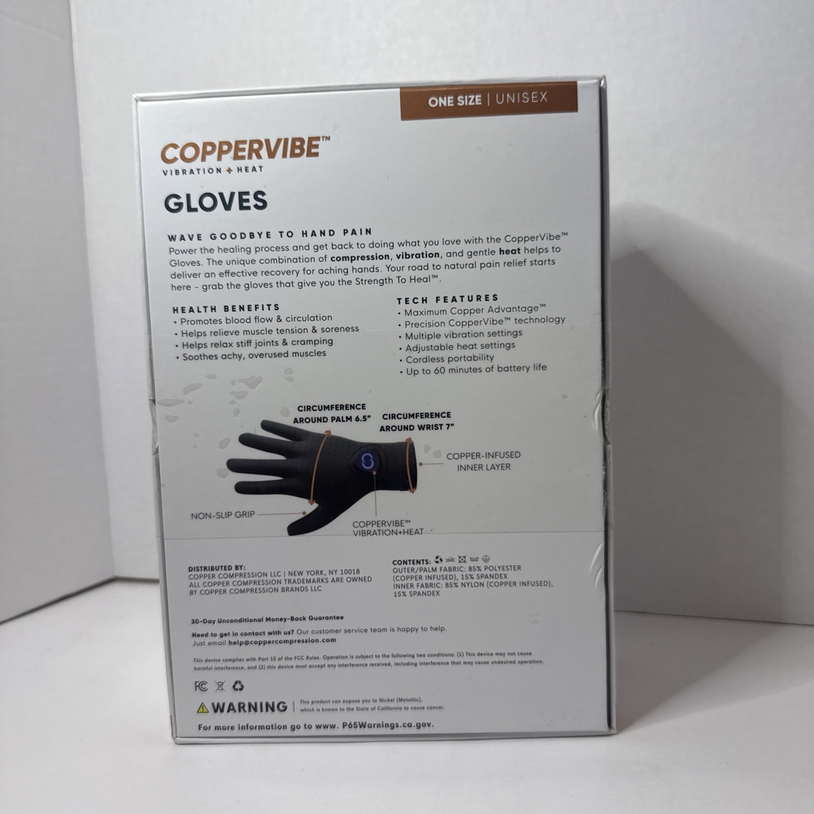 CopperVibe Vibration & Heat Gloves – Heated Hand Massage One Size Unisex