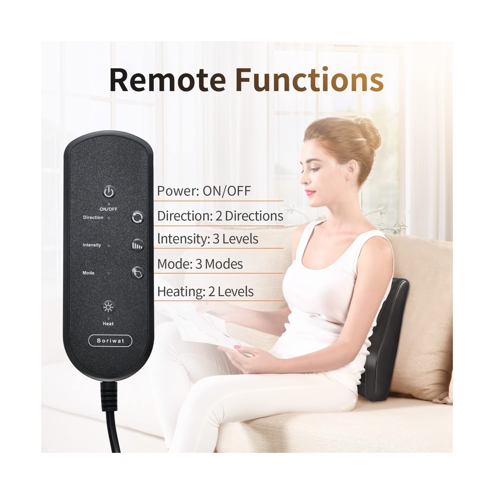 Boriwat Back Massager with Heat, Massagers for Neck and Back, 3D Kneading Mas…