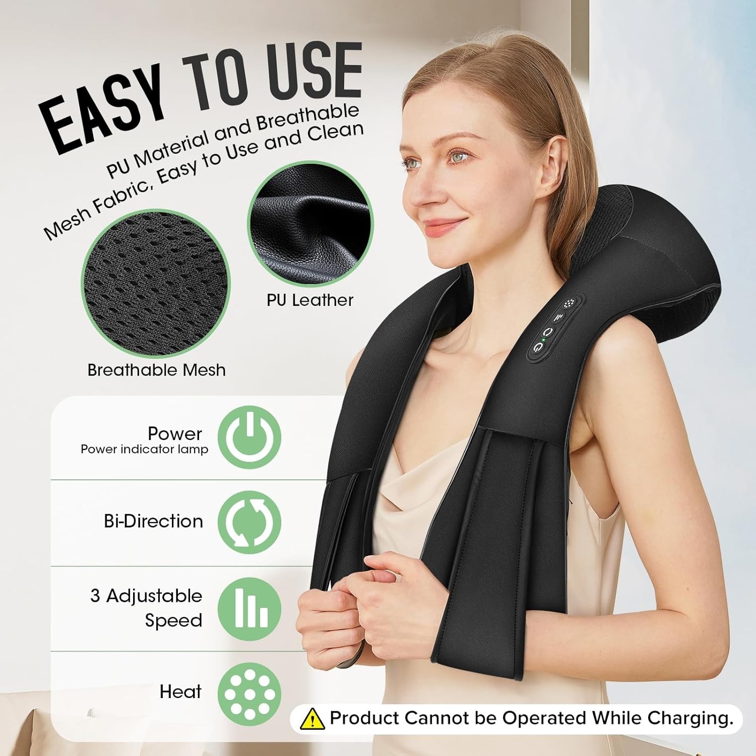 Portable Heated Shiatsu Neck and Shoulder Massager – Ideal Gift for Relaxation